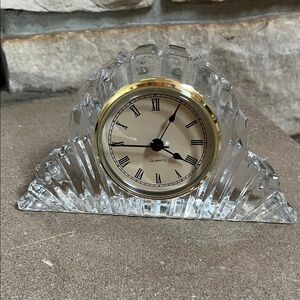 Crystal Quartz Clock with Gold Trim